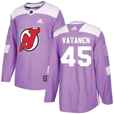 Adidas New Jersey Devils #45 Sami Vatanen Purple Authentic Fights Cancer Stitched NHL Jersey